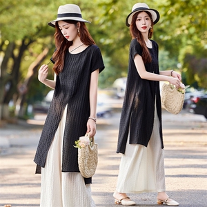 (加码到XXXXL)天丝套装女2026夏季新款宽松时尚遮肉阔腿裤两件套，女装套装/套裙，水衣源