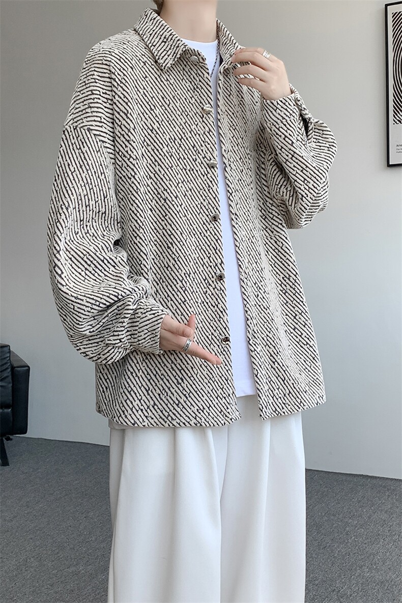 衬衫男春季新款港风宽松大码小香风长袖衬衣CS7002-P42,男装衬衫,星座214-3
