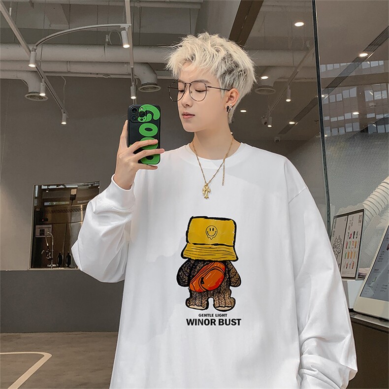 已注册港风纯棉260克高街抖音直播得物品质长袖T恤打底衫T4226P28，男装T恤，电商C408(原B339-1)