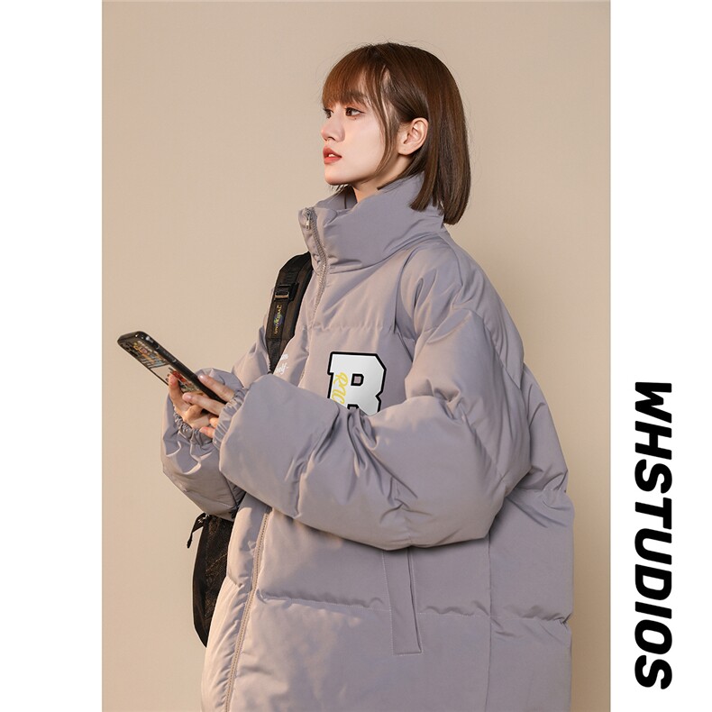 中性风23新款冬季时尚百搭宽松字母印花棉服外套MY2049P85控118,男装棉衣,A247A