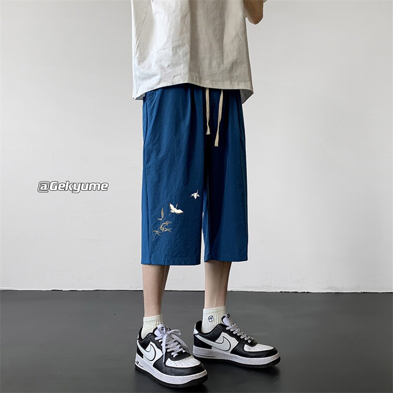 冰丝七分裤男大码速干短裤男五分裤黑地板风格QK72394-P25,男装休闲裤,电商A040