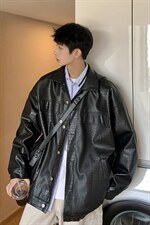 2026港风工装皮衣中性休闲宽松潮流大码M-5XL夹克JK7757P90控128，男装夹克，星座227-7