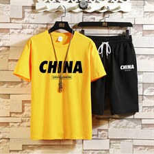 2025夏季新款大码宽松运动服两件套短袖XZ102A-4-DD302-P55，男装T恤，星座211-2