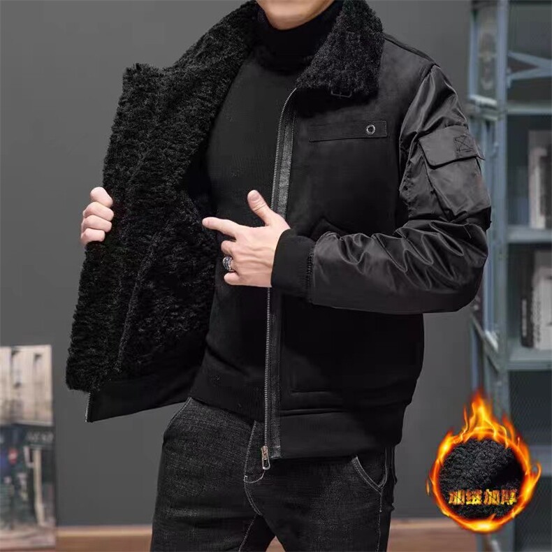 (网图)皮毛一体复古外套加绒鹿皮绒机车服外套夹克313B-8906-P180,男装夹克,星座313B