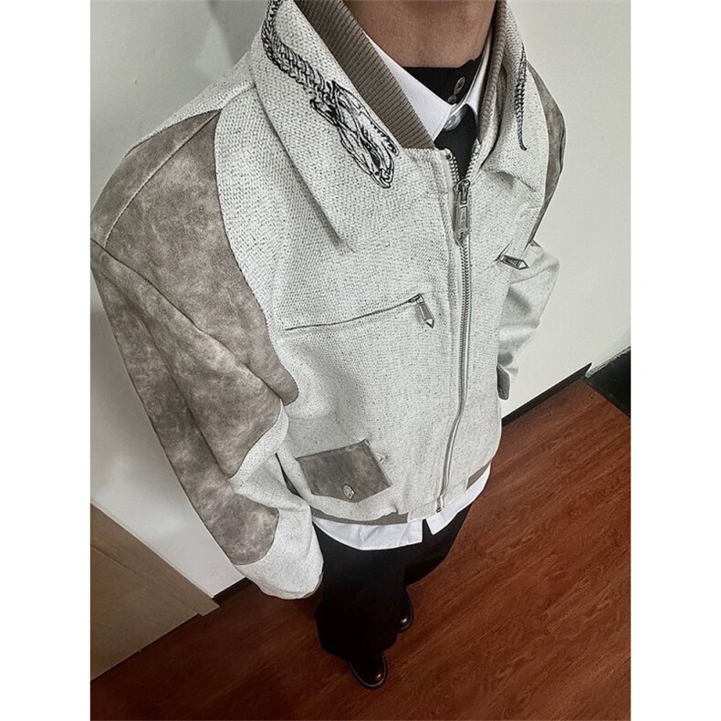 706-1-JK1539-P118特P秋季蛇影之鳞重磅蛇纹拼接短款夹克外套,男装夹克,星座706-1