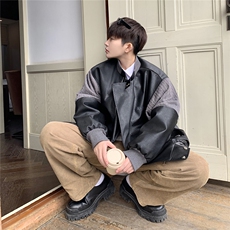 港风肩膀民族风大码M-5XL夹克男情侣皮衣男女外套男JK8756P110控，男装民族服装，星座227-7