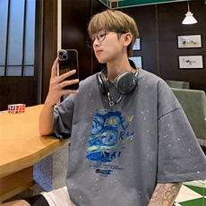 量大优供抖音视频支持得物配合二开美式满天星亮片短袖T恤MTX215，男装T恤，电商A486
