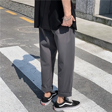 港风百搭坠感阔腿裤宽松直筒裤休闲裤九分裤，男装休闲裤，星座302B