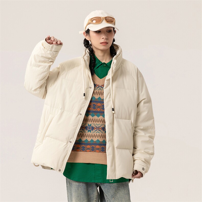 新标90%白鸭绒简约立领抽绳外套纯色加厚羽绒服ESY0205-P210图片