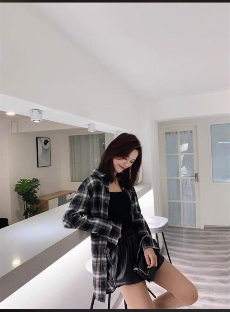 （现货）韩系格子衫衣可盐可甜，韩版显瘦半裙百搭人手一条，女装半身裙，忻美