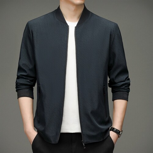 外套男2023年春季新款夹克中年男士纯色宽松立领上衣男装休闲春装，男装夹克，电商B212（原钱塘6029）