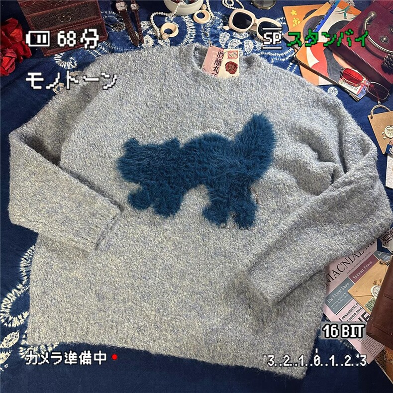 2026新款咖啡色毛衣男女款冬季慵懒风美式潮牌圆领针织衫百搭上衣图片