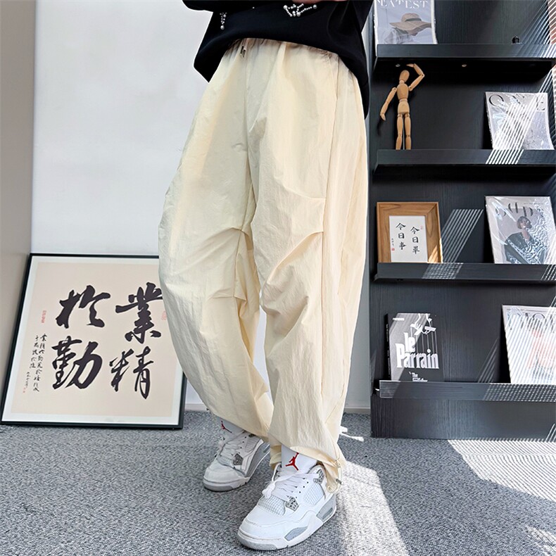 CK09/P68控98秋季中性风宽松速干松弛舒适百搭阔腿裤子杏首,男装休闲裤,星座305B-1