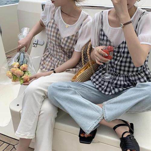 现货夏季新款天丝假2件衬衫，女装衬衫，木可可木R