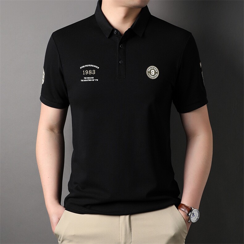 男士2023年夏季新款百搭翻领T恤男短袖商务休闲体恤男装Polo衫,男装T恤,电商B360