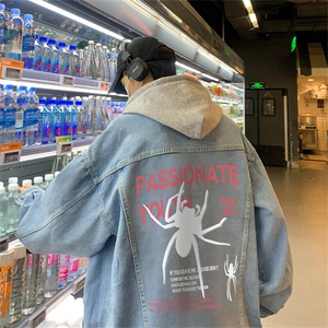 大货秋季港风春季男士牛仔外套大码连帽（可拆卸）夹克JK1066-P88图片