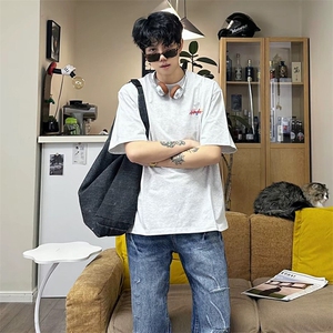 万针全刺绣工艺抖音得物高品质260克重磅纯棉双纱美式高街短袖T恤图片