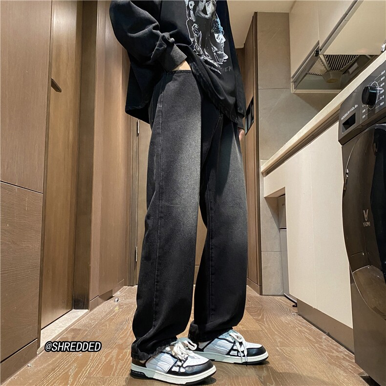 抖音品质高街复古水洗修身直筒牛仔裤休闲裤B315-K23493-p55控75,男装牛仔裤,电商B315