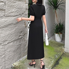 轻薄凉爽黑色裙子2024夏季新款气质通勤优雅减龄连衣裙，女装连衣裙，布依丽人