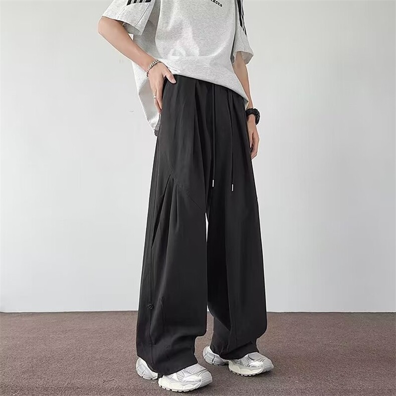 日系复古纯色宽松工装裤阔腿百搭设计感休闲长裤子男A8866-p48,男装工装外套,星座1008