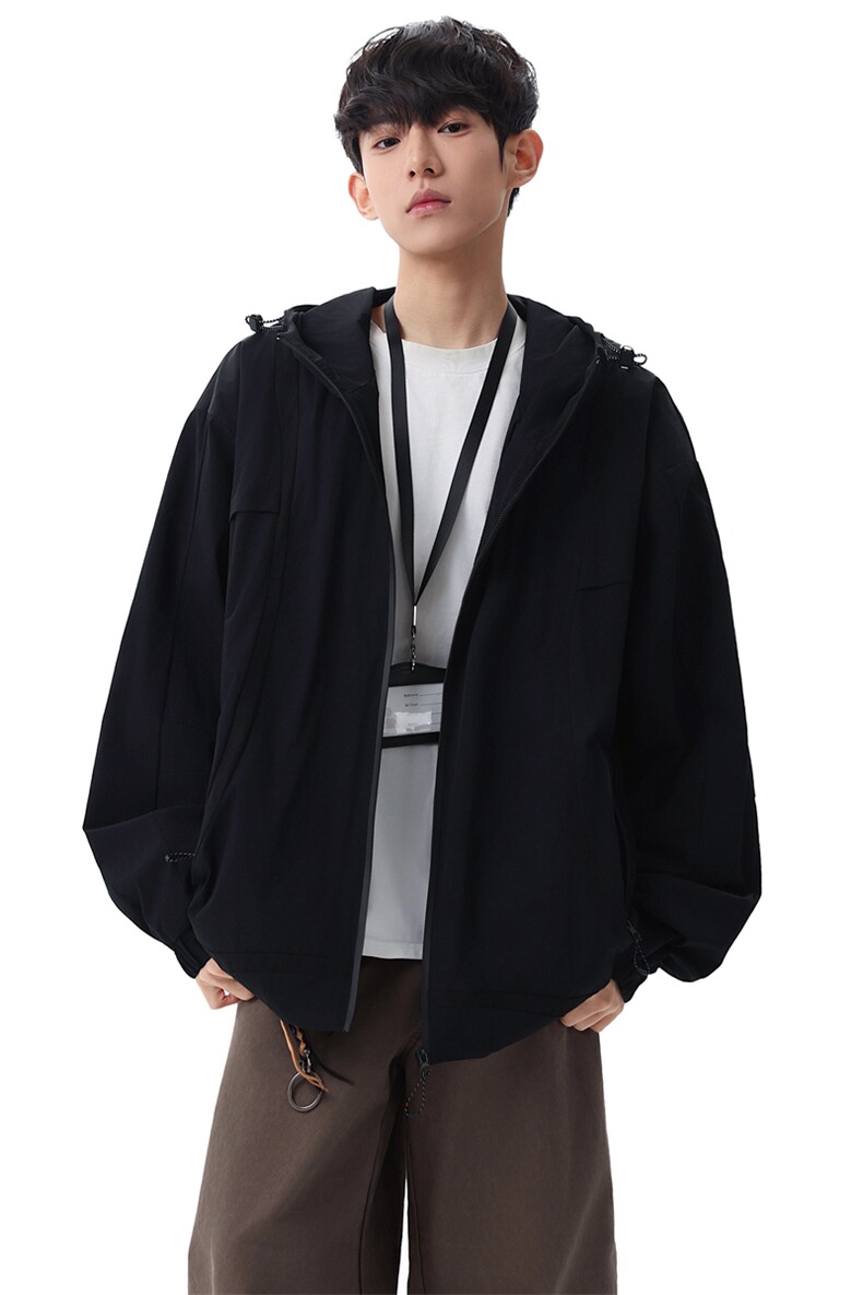 反光条拼接连帽夹克男宽松户外风机能风休闲外套XZ309JK8655P78,男装夹克,星座309（原A406）
