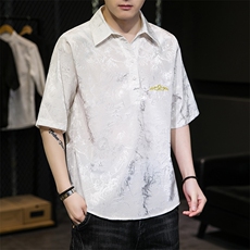 风休闲刺绣男士衬衫翻领衬衣时尚提花T恤T2117-P55，男装T恤，电商A227
