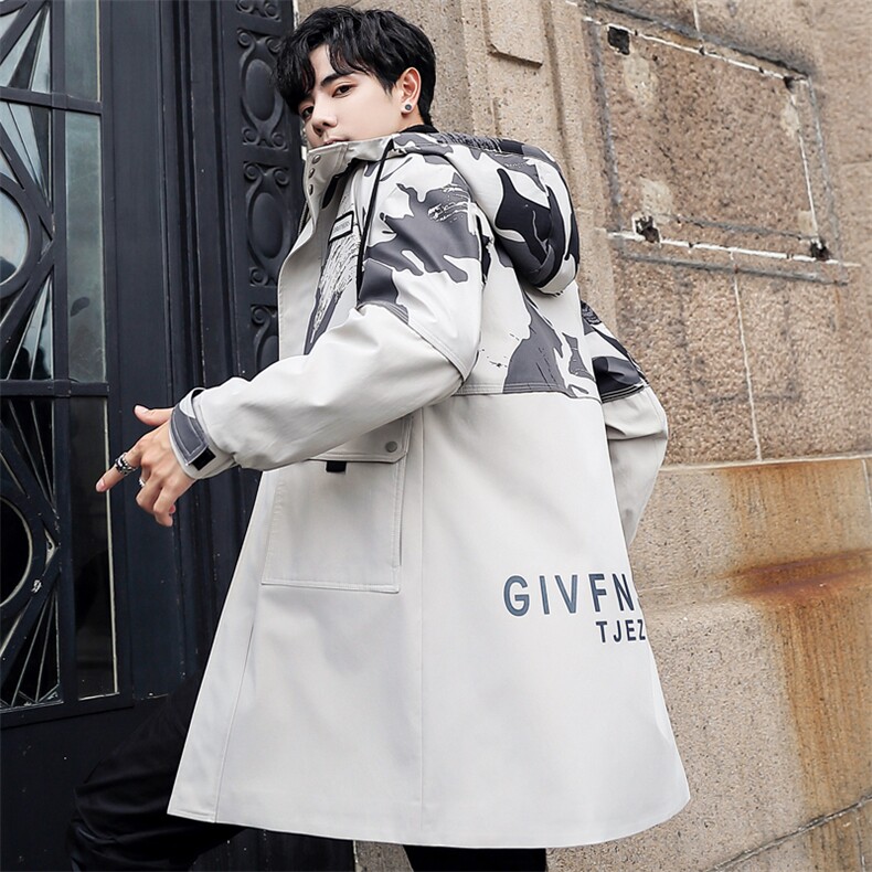 长款棉衣男工装夹克男迷彩外套风衣加绒95J，男装夹克，A067