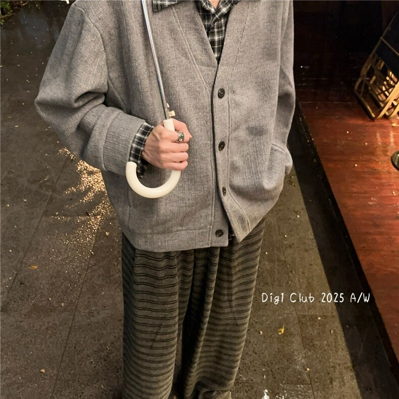 现货假两件新款潮流拼接开衫针织懒惰风毛M266特P75,男装卫衣,星座205-3