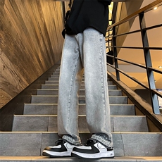 美式灰色水洗做旧牛仔裤男款休闲长裤男生直筒裤子N0134-P45，男装牛仔裤，星座308B-1