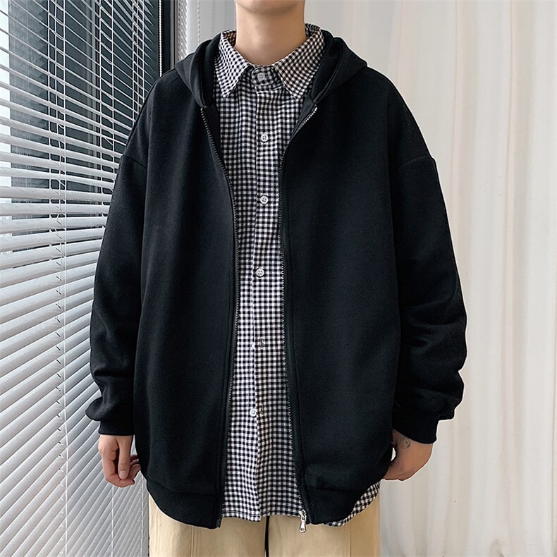 KS21220-P38加绒P43连帽开衫卫衣男运动外套大码班服,男装卫衣,电商A040