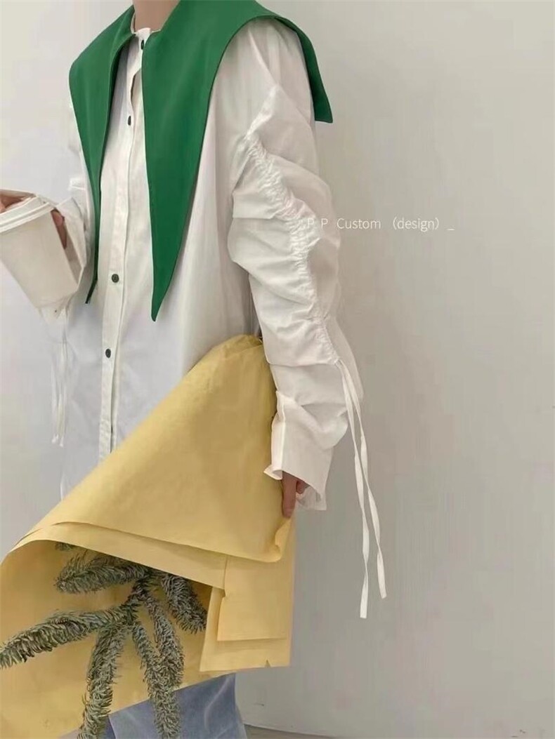 拼色领衬衫，女装衬衫，尚+