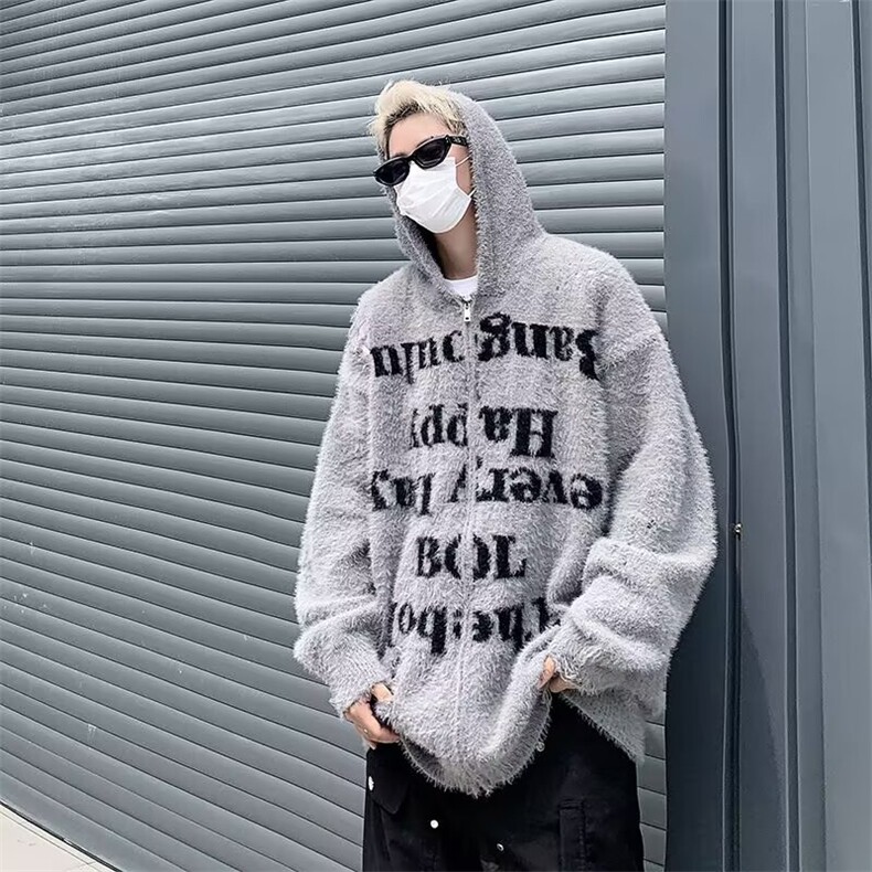 美式复古高街破洞连帽针织衫毛衣外套M6511P60,男装针织衫/毛衣,星座1116-2
