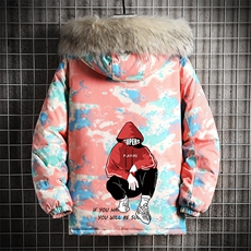 MC49051-P135日系潮衣男大码派克服男工装服外套袄网格，男装棉衣，电商A040A