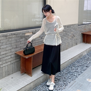 韩系温柔慵懒风针织罩衫套装裙女秋季2025新款一整套吊带裙两件套图片