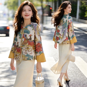 芷墨春季复古新中式盘扣显瘦外套日常通勤显高显瘦唐装减龄外套女图片