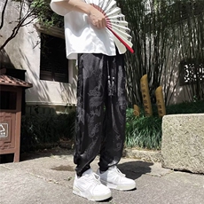 提花冰丝裤男束脚休闲裤中式竹纹刺绣束脚裤提花布包边冰丝K9539，男装休闲裤，星座1116A-1（原606A）