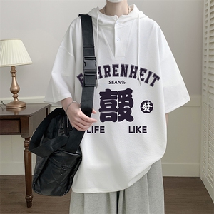 连帽短袖t恤男大码胖子带帽五分袖中袖 LD54256-P45图片