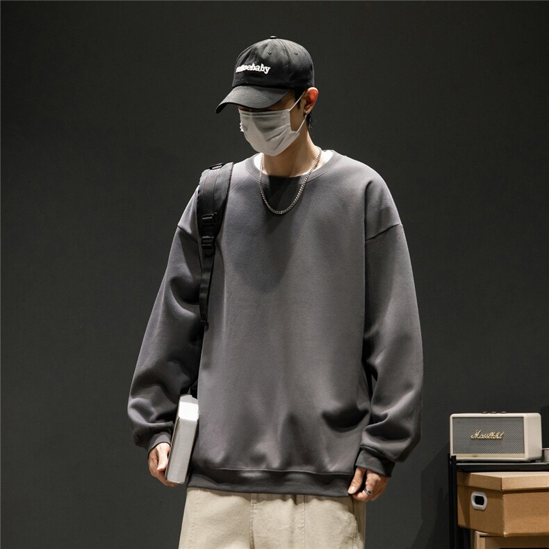 港风大码330克重磅华棉复合圆领纯色休闲卫衣-W4252-P30【特价】,男装卫衣,电商A007