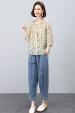 叶笙衣套装2555-312碎花洋气上衣刺绣牛仔裤套装，女装套装/套裙，叶笙衣