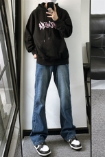 B221美式ins高街暗黑光版修身微喇牛仔裤LK23137-P55控78，男装牛仔裤，电商B221