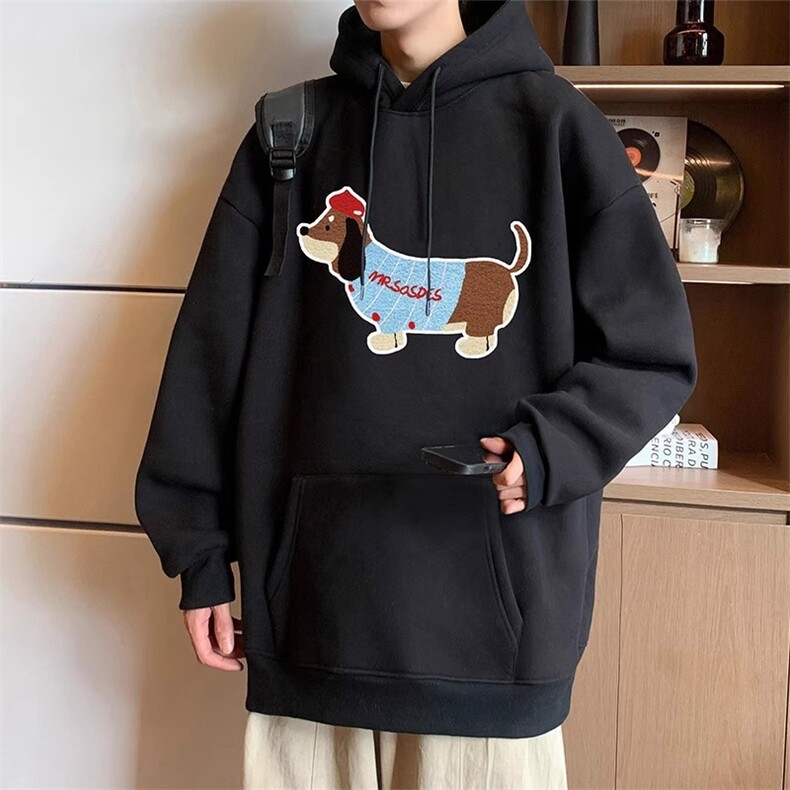 美式高街腊肠狗连帽卫衣男女秋冬新款宽松情侣外套潮WY7059-P43，女装短外套，星座208-5