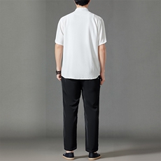 2026夏季薄款高端风冰丝短袖衬衫套装唐装汉服HL23815-P120，男装休闲套装，星座1105-3