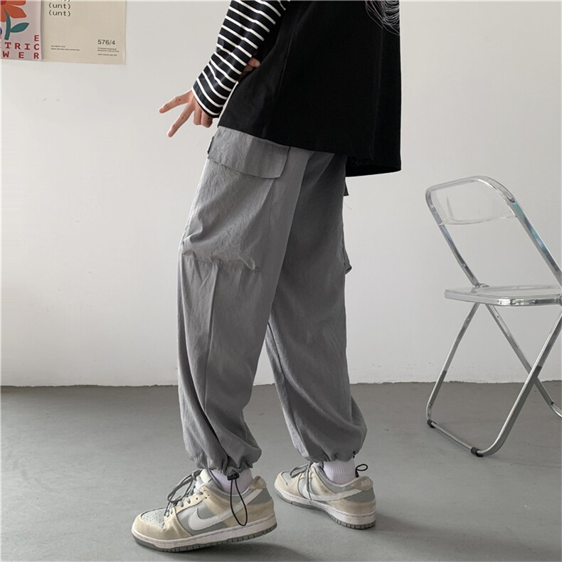秋季日系多口袋抽绳束脚工装裤男宽松运动裤潮牌裤子男k759-p30，男装休闲裤，星座1008-1