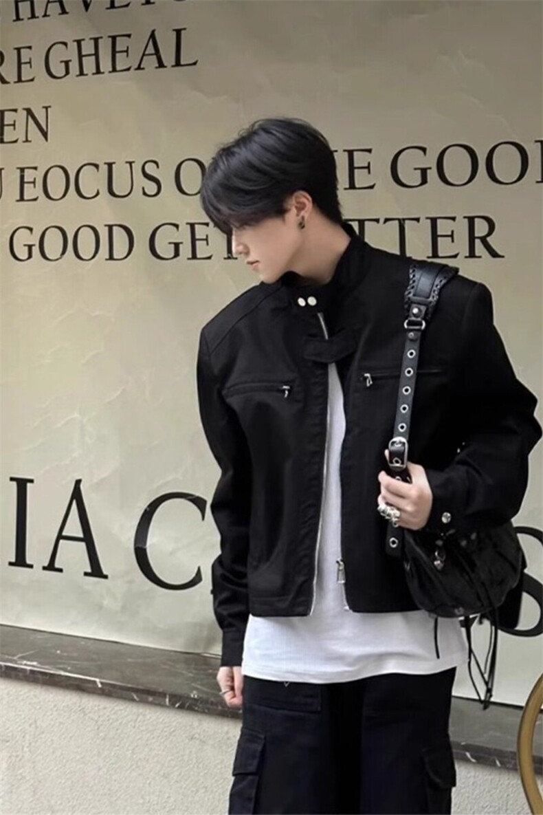 短款外套男高级感痞帅机车服美式飞行员夹克JK33特P65,男装夹克,星座908-1