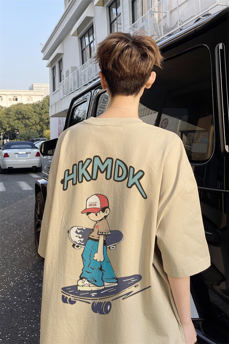 图案已注册夏季新款卡通人物短袖T恤男潮宽松半袖体恤衫D046/P25,男装T恤,电商B209