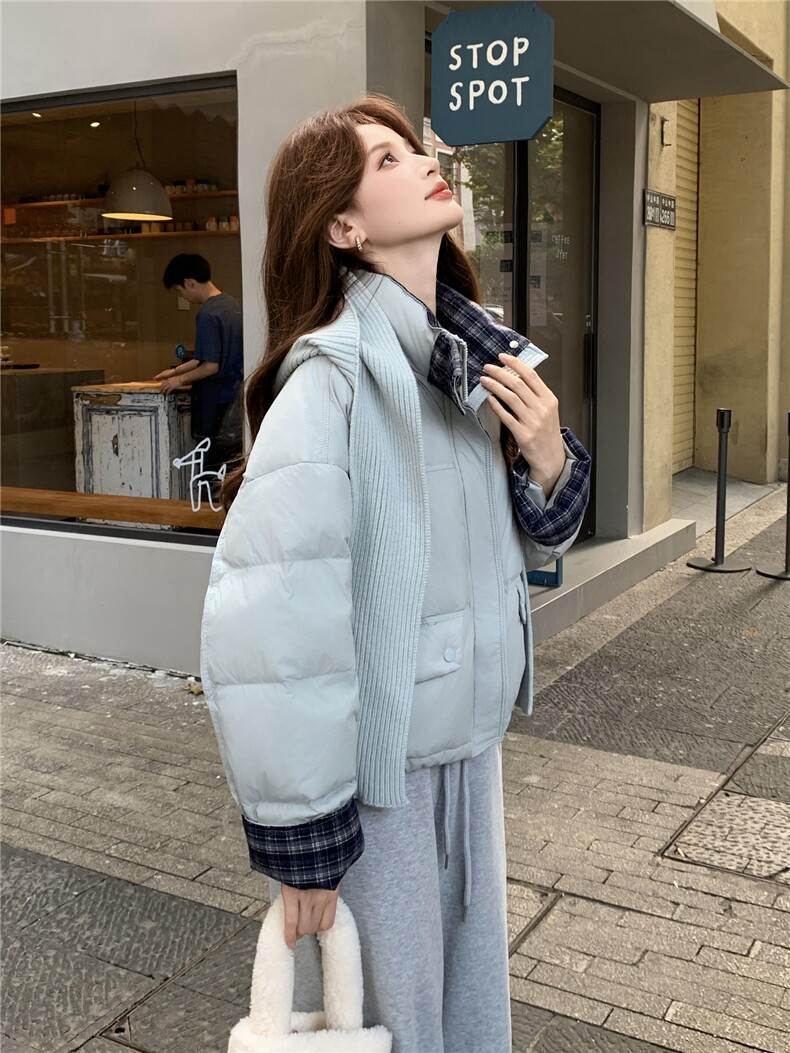 现货新款独特超好看短款羽绒服女款冬季立领面包服小个子羽绒外套,女装羽绒服,网红馆