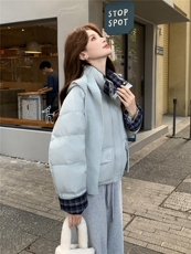 现货新款独特超好看短款羽绒服女款冬季立领面包服小个子羽绒外套，女装羽绒服，网红馆