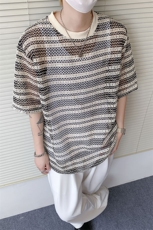 T10120-特P30小众夏季新款男镂空凉快冰丝短袖大码T（怕透慎拍），男装T恤，电商A059