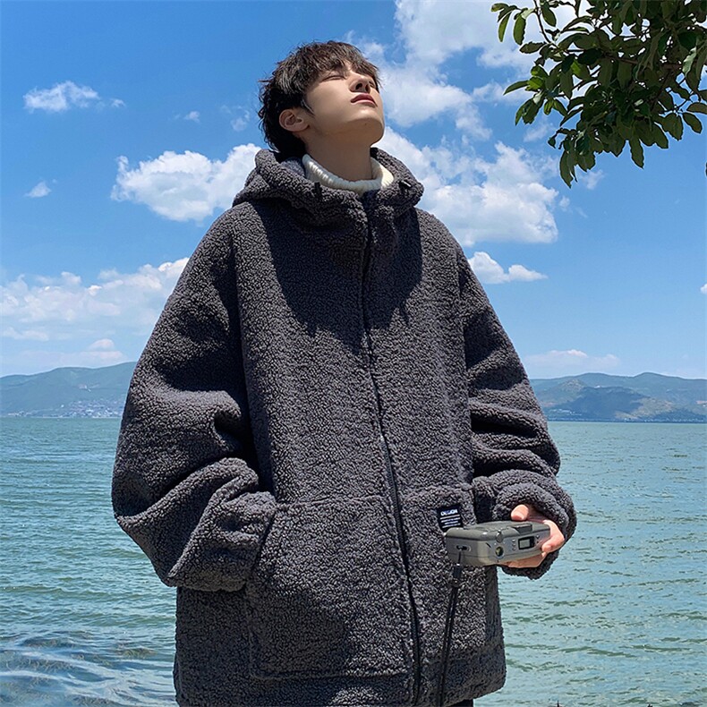 双面复合精品羊羔绒宽松连帽情侣棉服 XZ609-WT2332-P88-控148图片
