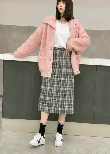 后门开叉松紧格子百搭格子裙，女装，昕叶良品